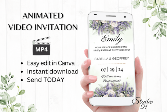 Digital Bridesmaid Proposal W3418M: A Modern Template for Creative Invites