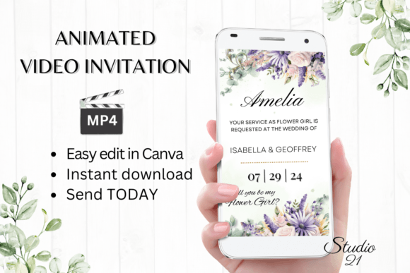 Digital Flower Girl Proposal W3412FG: A Whimsical Animated Invitation