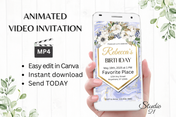 Digital Marble Birthday Invite: Effortless Elegance