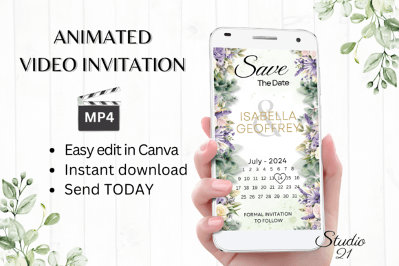 Digital Save the Date W2414B: Animated Video Invitation Template