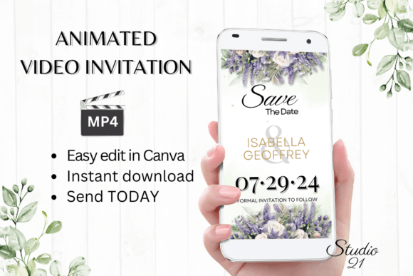 Modern Wedding Save the Date: Digital Animated Video Template