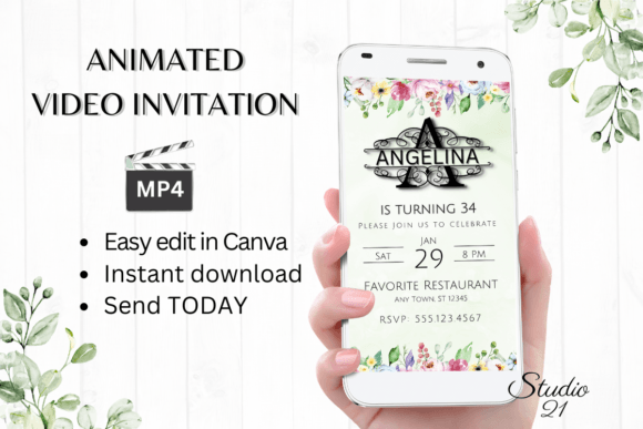 Monogram Letter 'a' Digital Invitation: Modern Animated Style