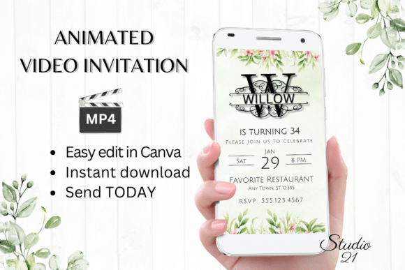 Monogram Letter W: A Modern Digital Invitation Template