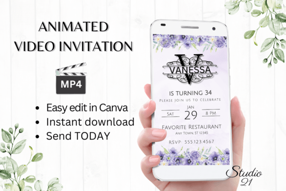 Personalized Digital Invitation (Monogram Letter V)